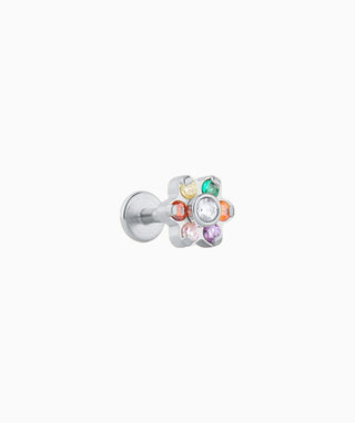 Rainbow Gem Flower Flatback Stud - OumoJewelry