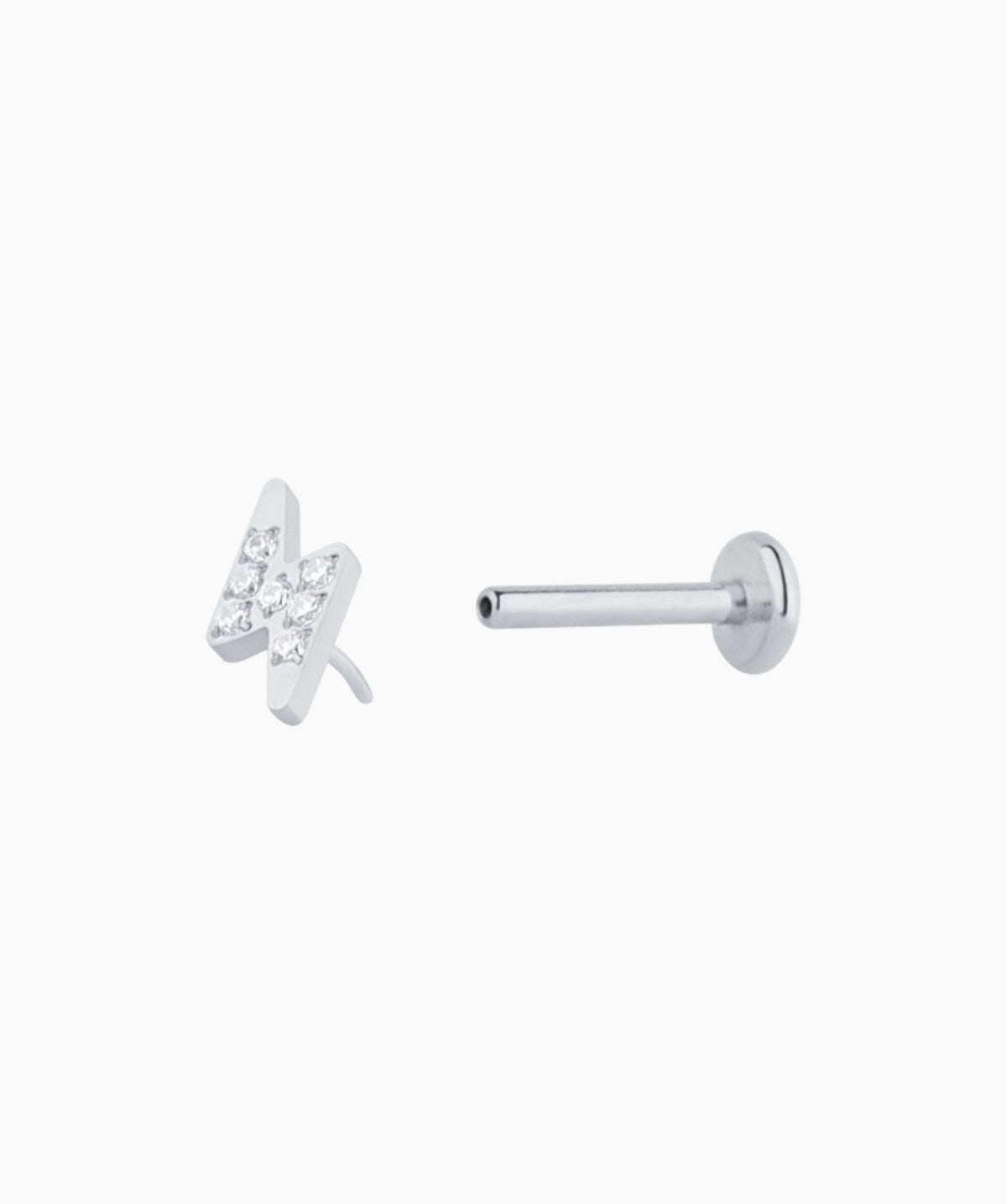 Titanium Lightning Flatback stud - Titanium - Helix, Upper Lobe, Conch - Oumo Jewelry