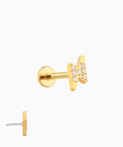 Titanium Lightning Flatback stud - Titanium - Helix, Upper Lobe, Conch - Oumo Jewelry