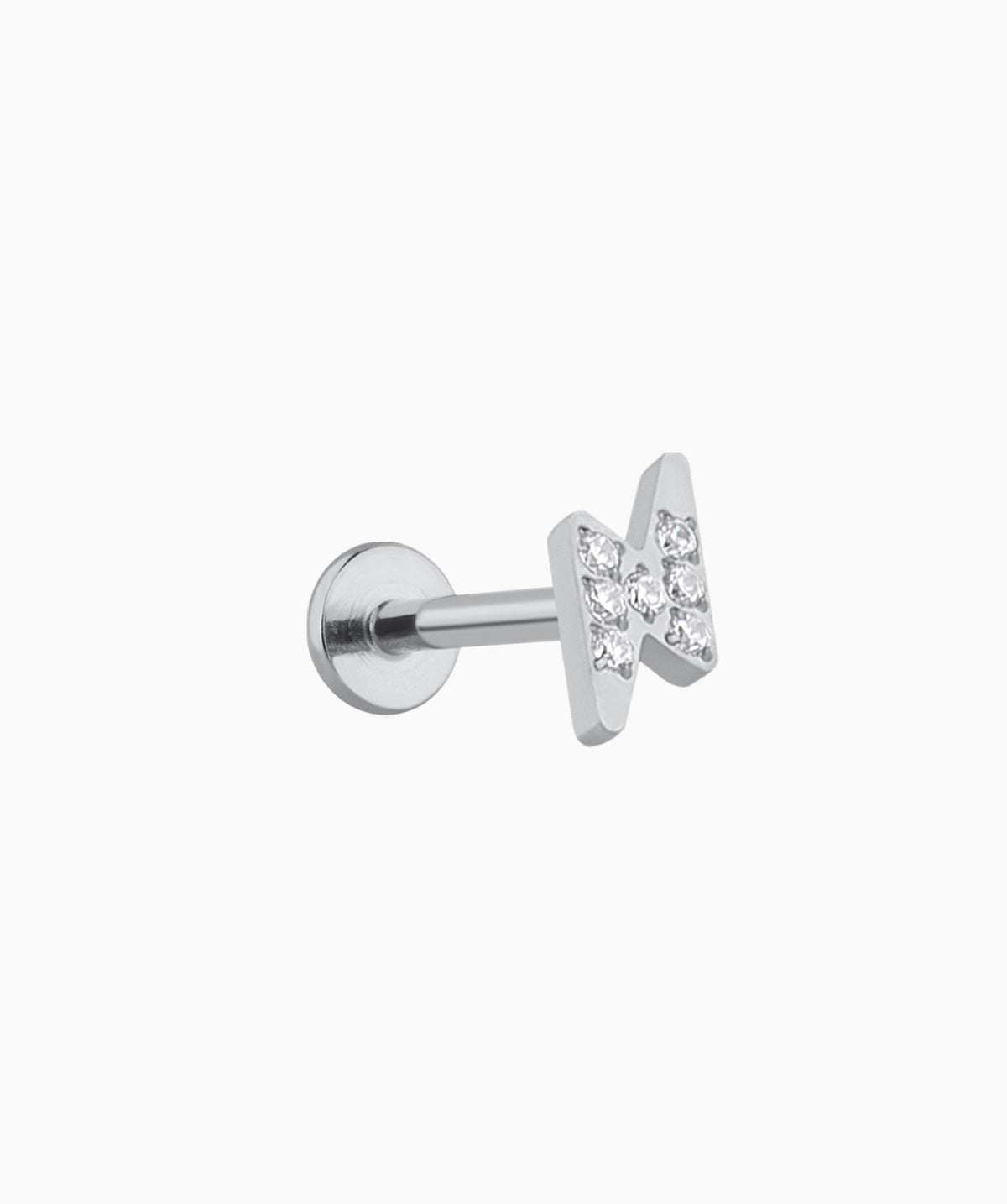 Titanium Lightning Flatback stud - Titanium - Helix, Upper Lobe, Conch - Oumo Jewelry