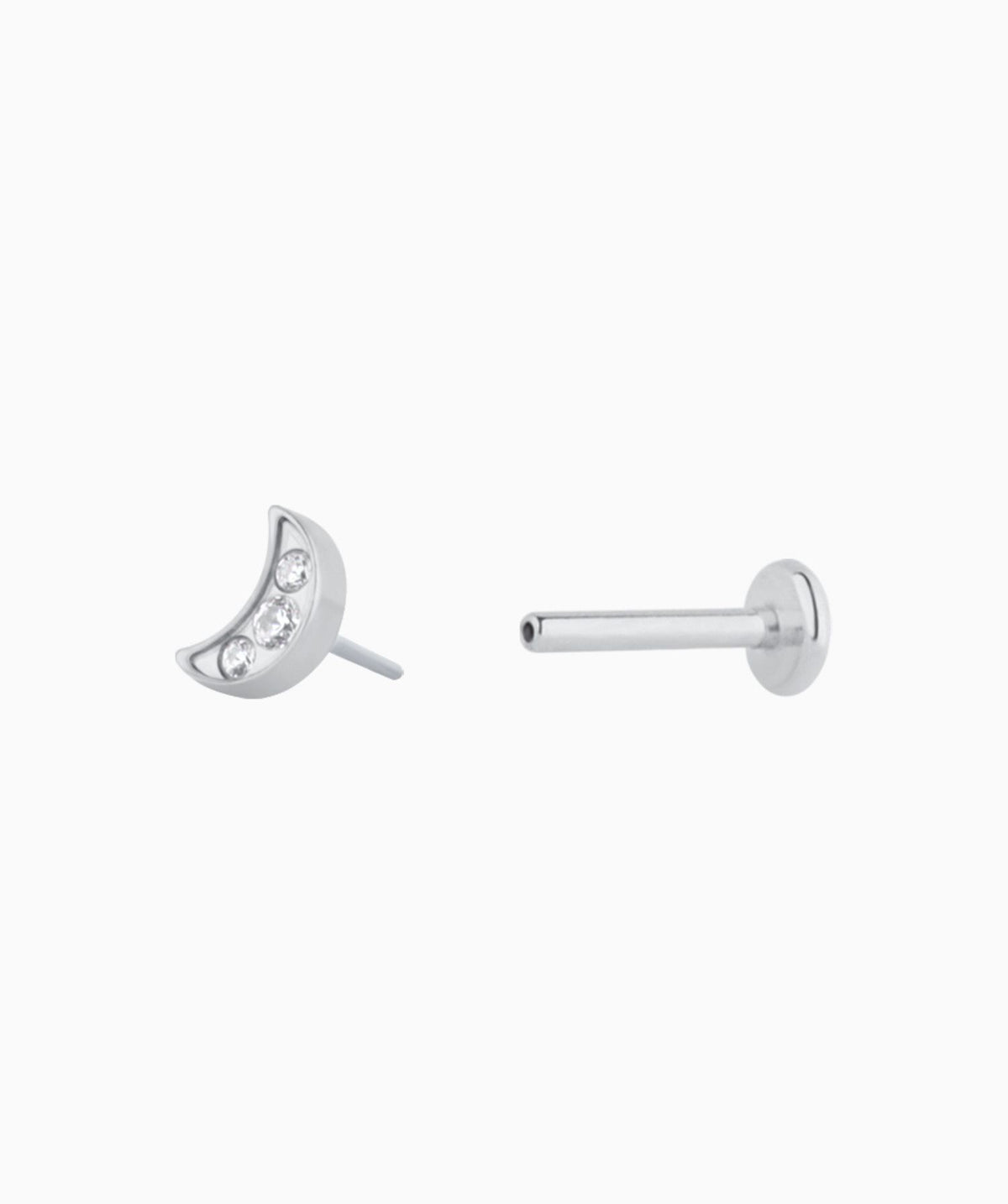 Titanium Moon Flatback Stud - Titanium - Helix, Upper Lobe, Conch - Oumo Jewelry