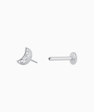 Titanium Moon Flatback Stud - OumoJewelry