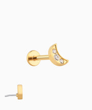 Titanium Moon Flatback Stud - Titanium - Helix, Upper Lobe, Conch - Oumo Jewelry