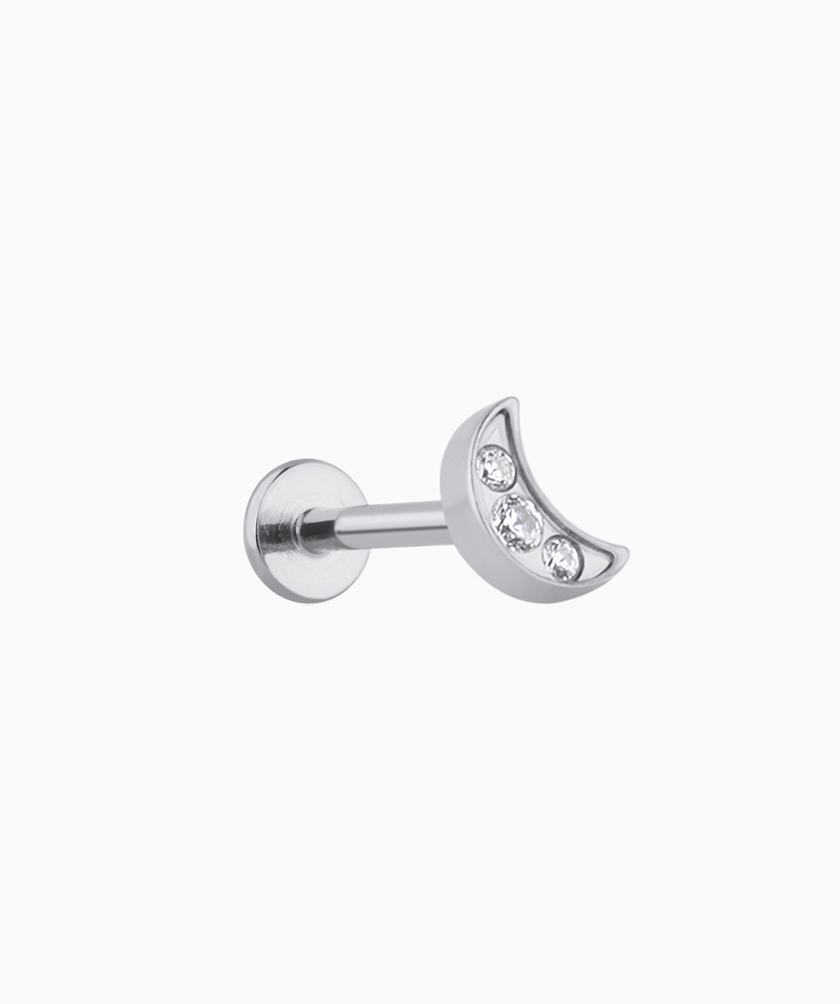 Titanium Moon Flatback Stud - Titanium - Helix, Upper Lobe, Conch - Oumo Jewelry