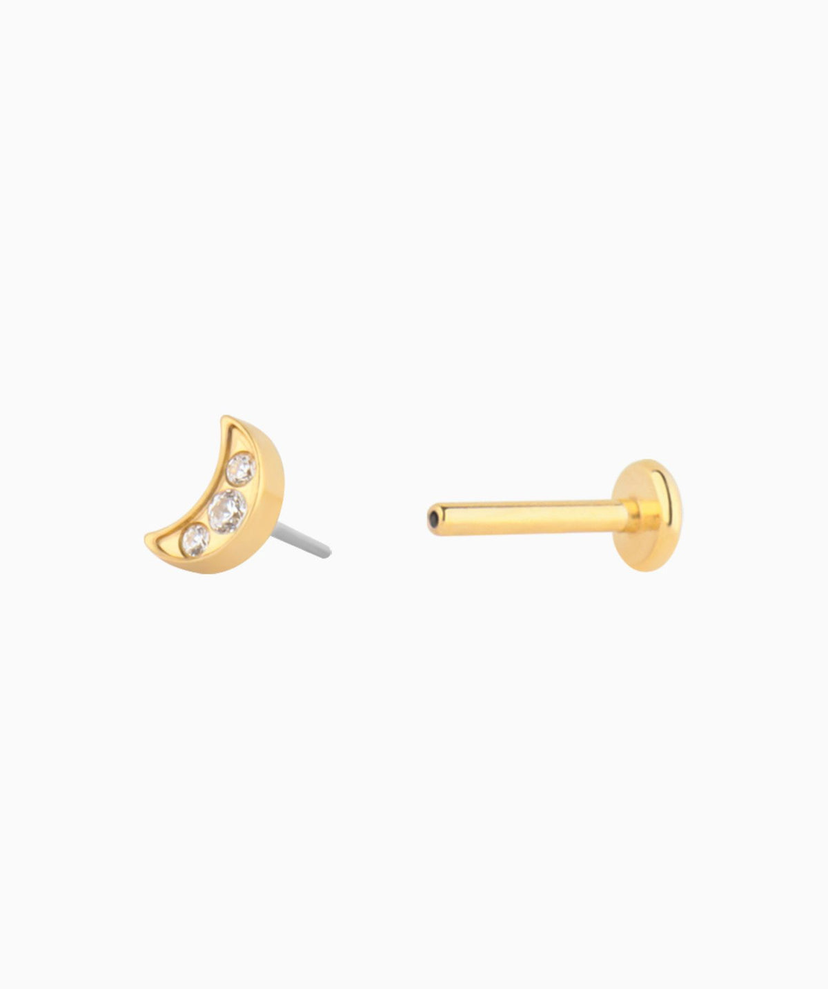 Titanium Moon Flatback Stud - Titanium - Helix, Upper Lobe, Conch - Oumo Jewelry
