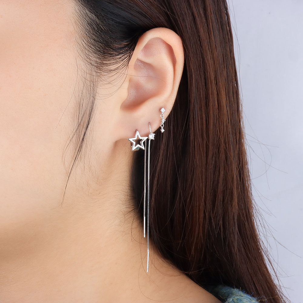 Eye-catching Star Helix Hoop - Brass - Upper Lobe - Oumo Jewelry