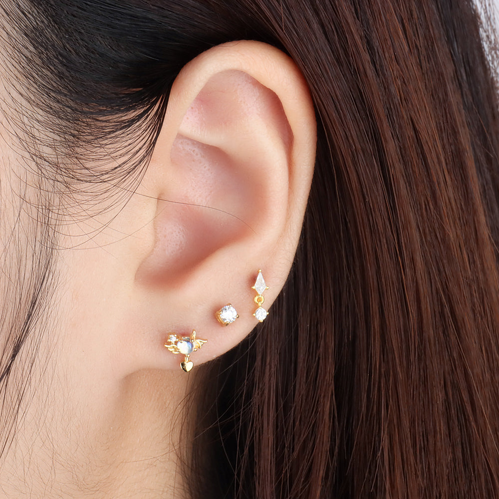 Angel Heart stud - Stainless Steel - Upper Lobe, Helix - Oumo Jewelry