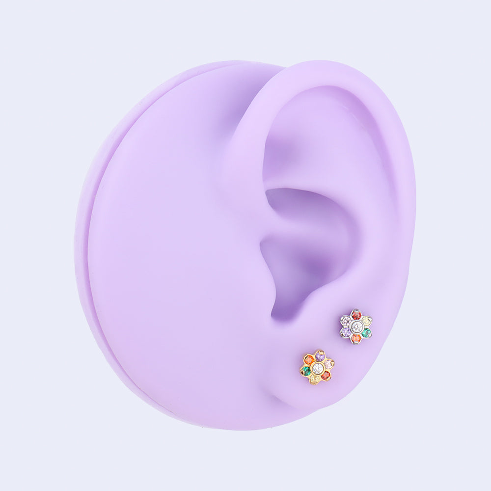 Rainbow Gem Flower Stud - OhmoJewelry