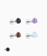 Stone Flatback Stud - Stainless Steel - Helix, Forward Helix, Upper Lobe - Oumo Jewelry