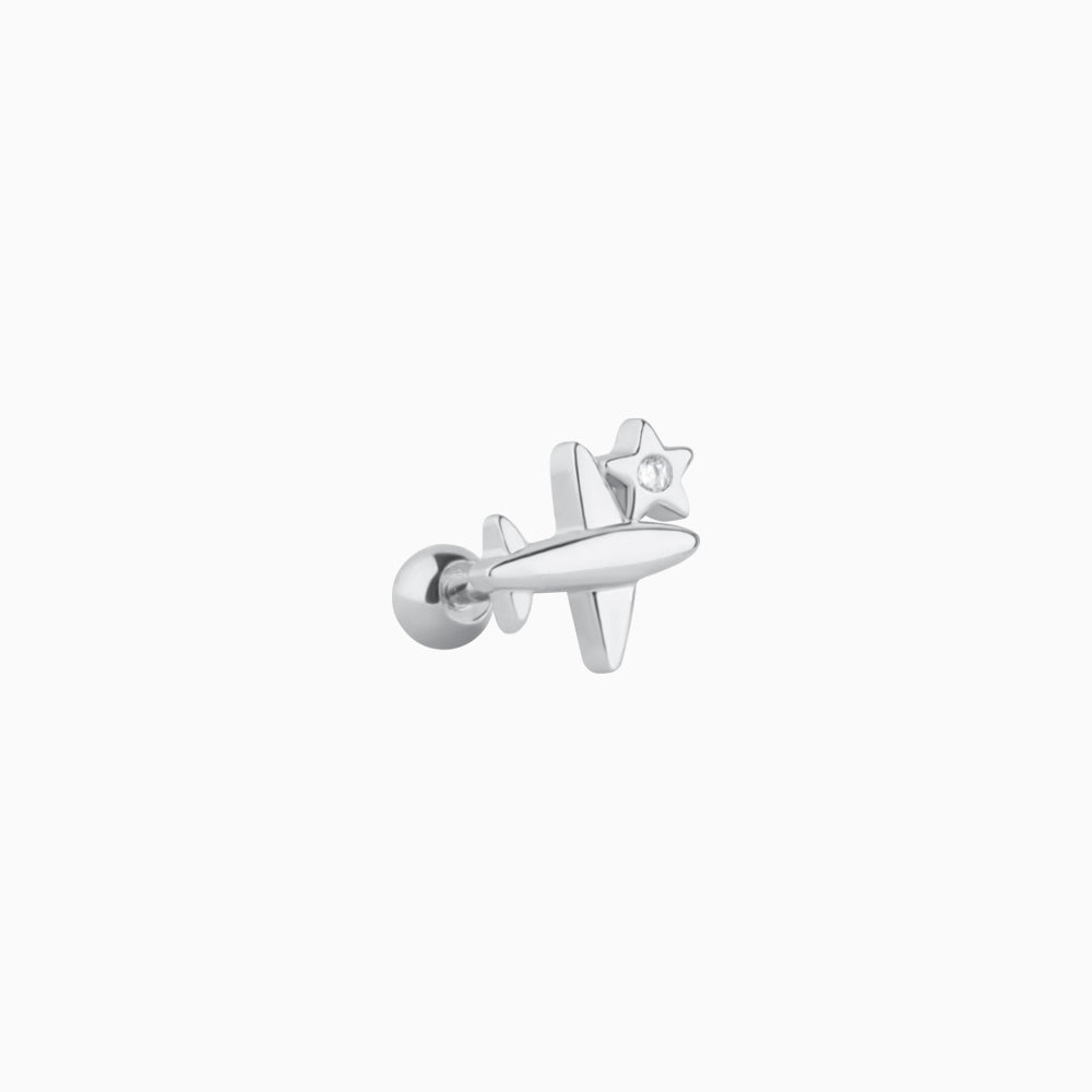 Airplane & Star Stud - Stainless Steel - Upper Lobe, Helix - Oumo Jewelry