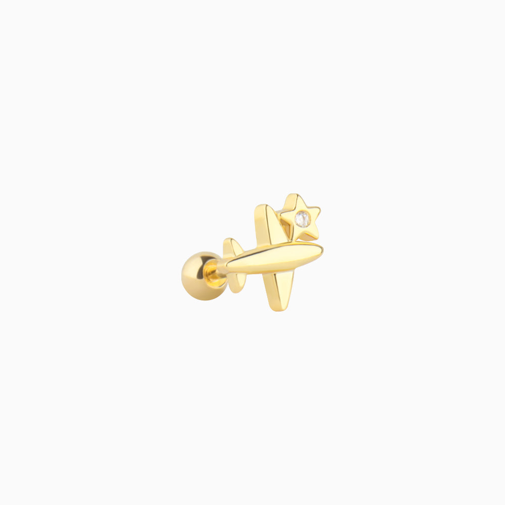 Airplane & Star Stud - Stainless Steel - Upper Lobe, Helix - Oumo Jewelry