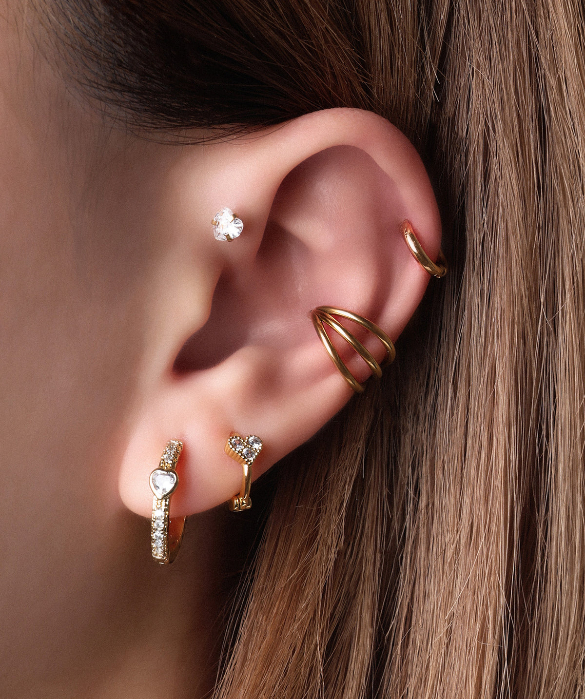 Love Helix Hoop - Brass - Upper Lobe, Helix - Oumo Jewelry