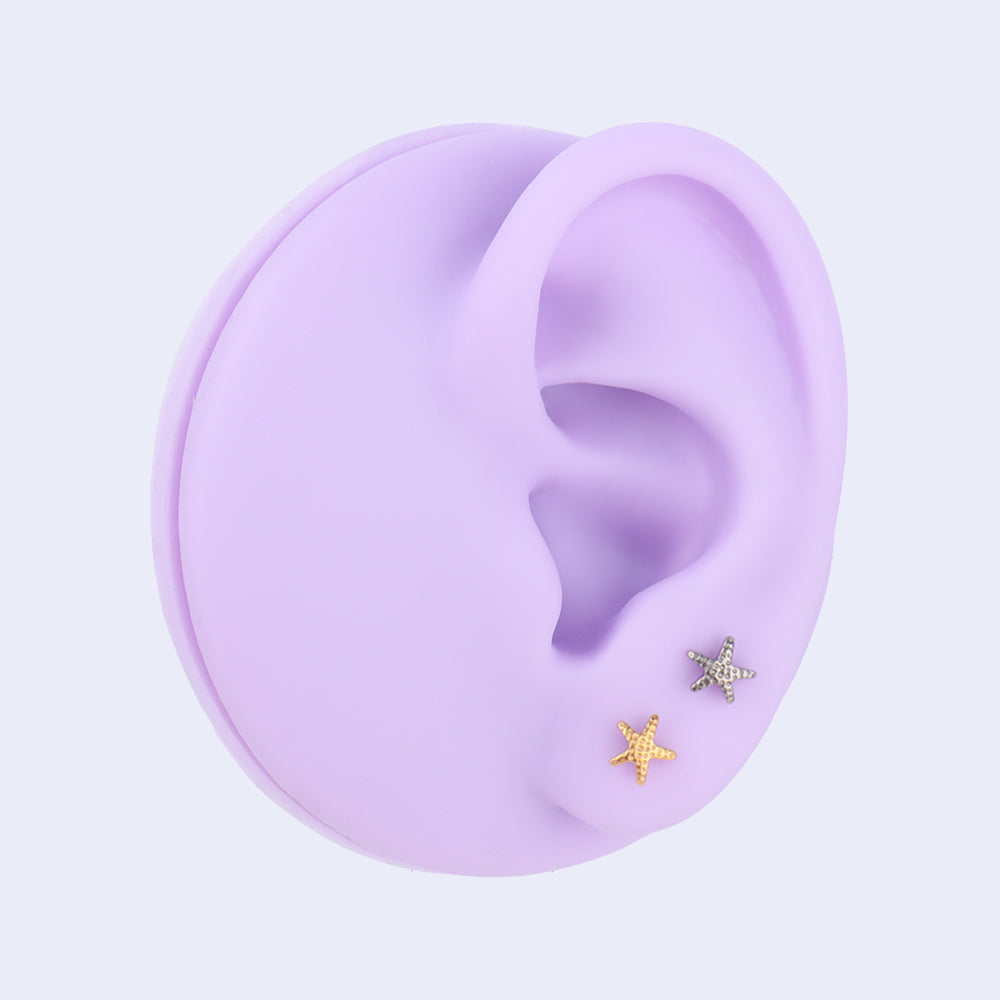 Titanium Starfish Flatback Stud - Titanium - Helix, Forward Helix, Upper Lobe - Oumo Jewelry