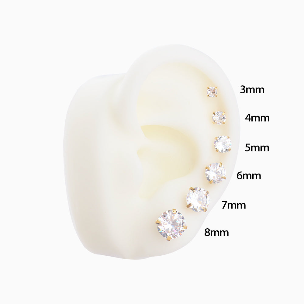 Basic Gem Studs - Stainless Steel - Oumo Jewelry