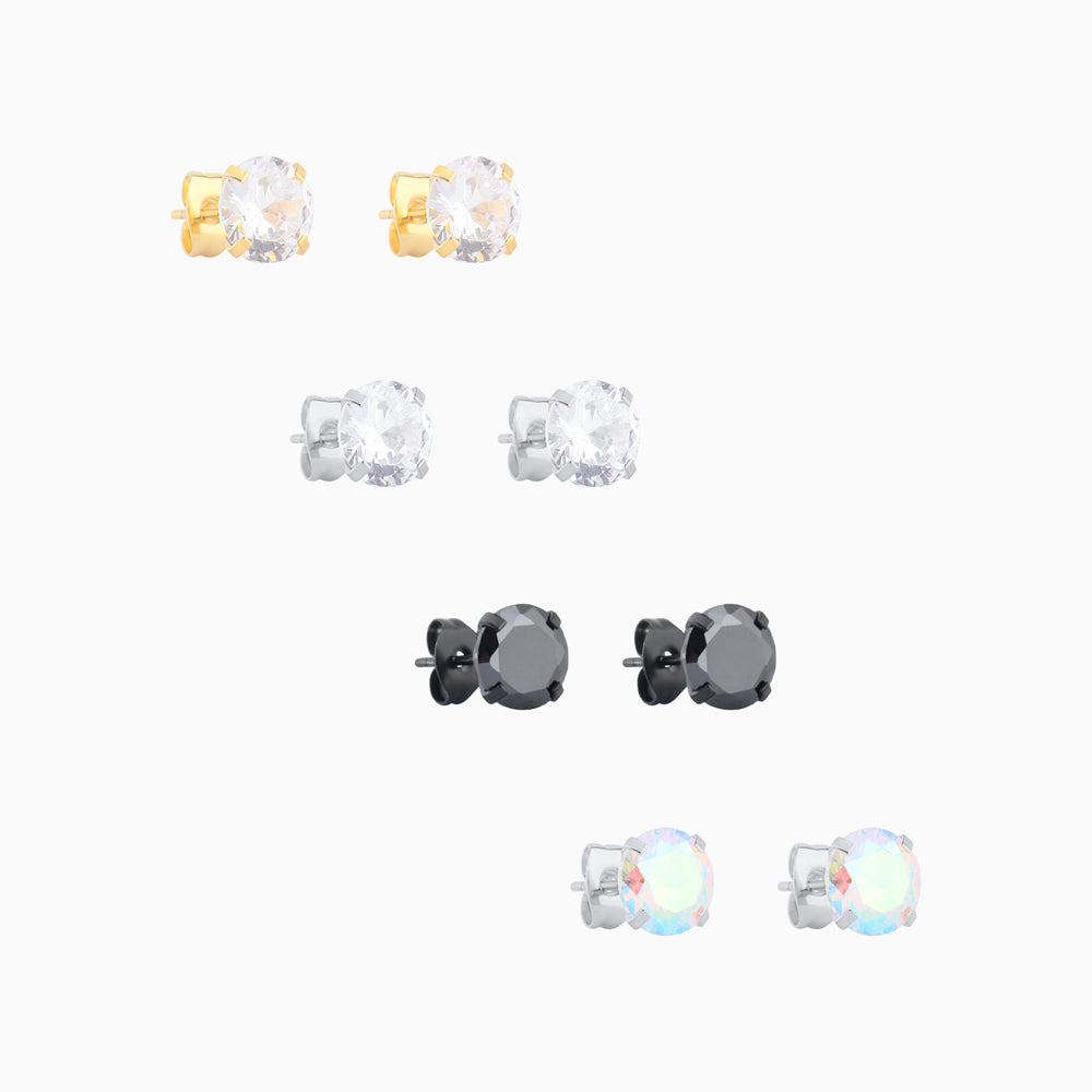 Basic Gem Studs - Stainless Steel - Oumo Jewelry