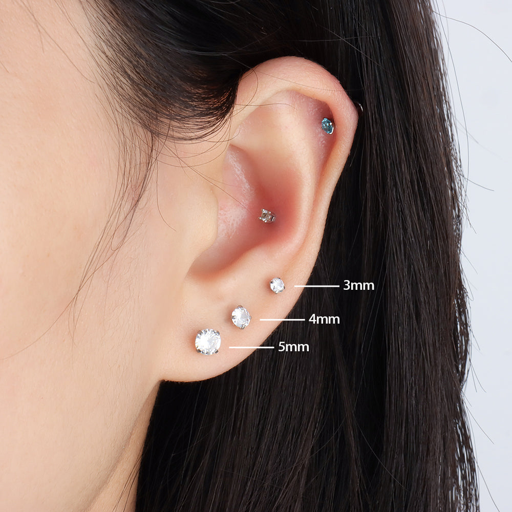 Basic Gem Studs - Stainless Steel - Oumo Jewelry