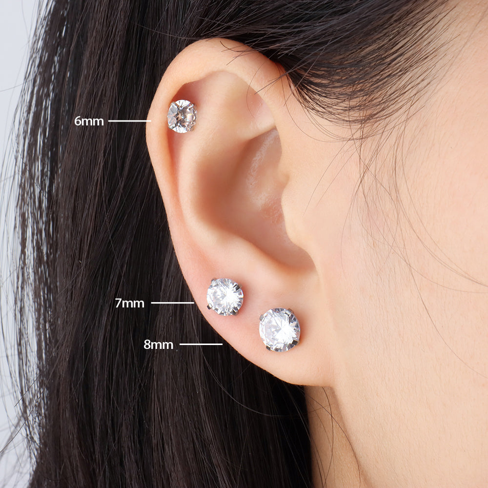 Basic Gem Studs - Stainless Steel - Oumo Jewelry