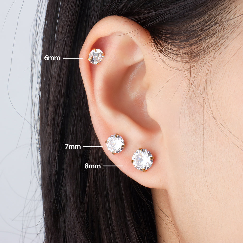 Basic Gem Studs - Stainless Steel - Oumo Jewelry
