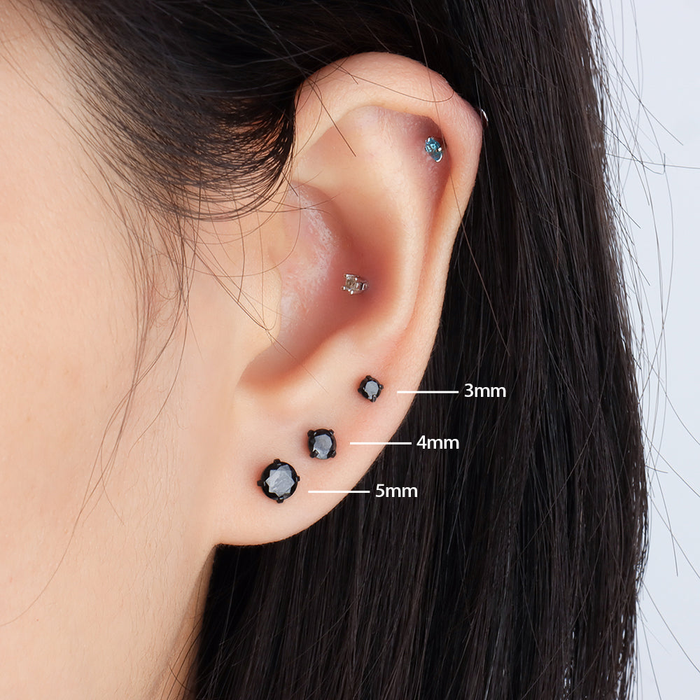 Basic Gem Studs - Stainless Steel - Oumo Jewelry