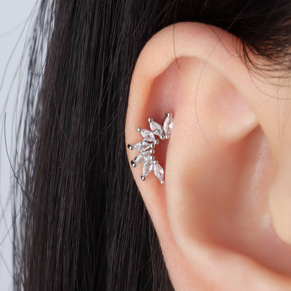 Angel Wing Flatback Stud - Stainless Steel - Helix, Upper Lobe, Flat - Oumo Jewelry