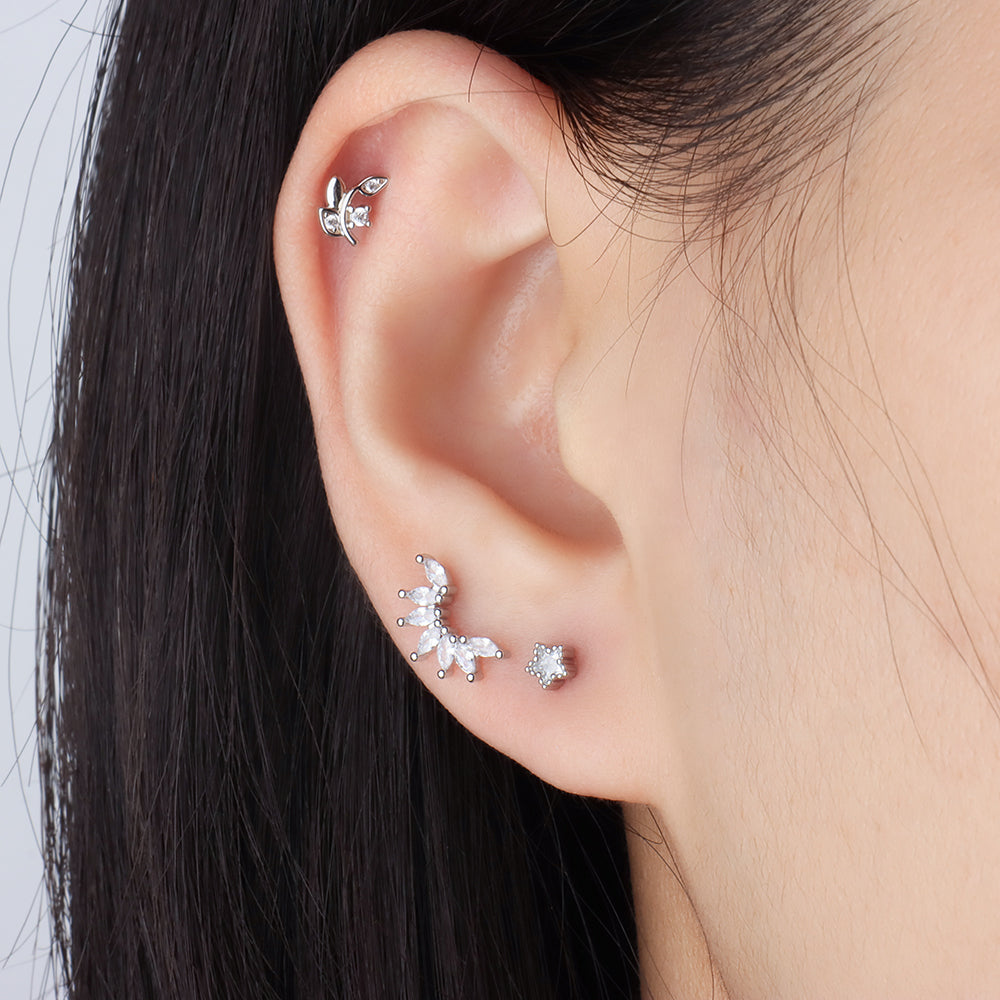 Little Star Stud - Stainless Steel - Upper Lobe, Helix, Flat - Oumo Jewelry