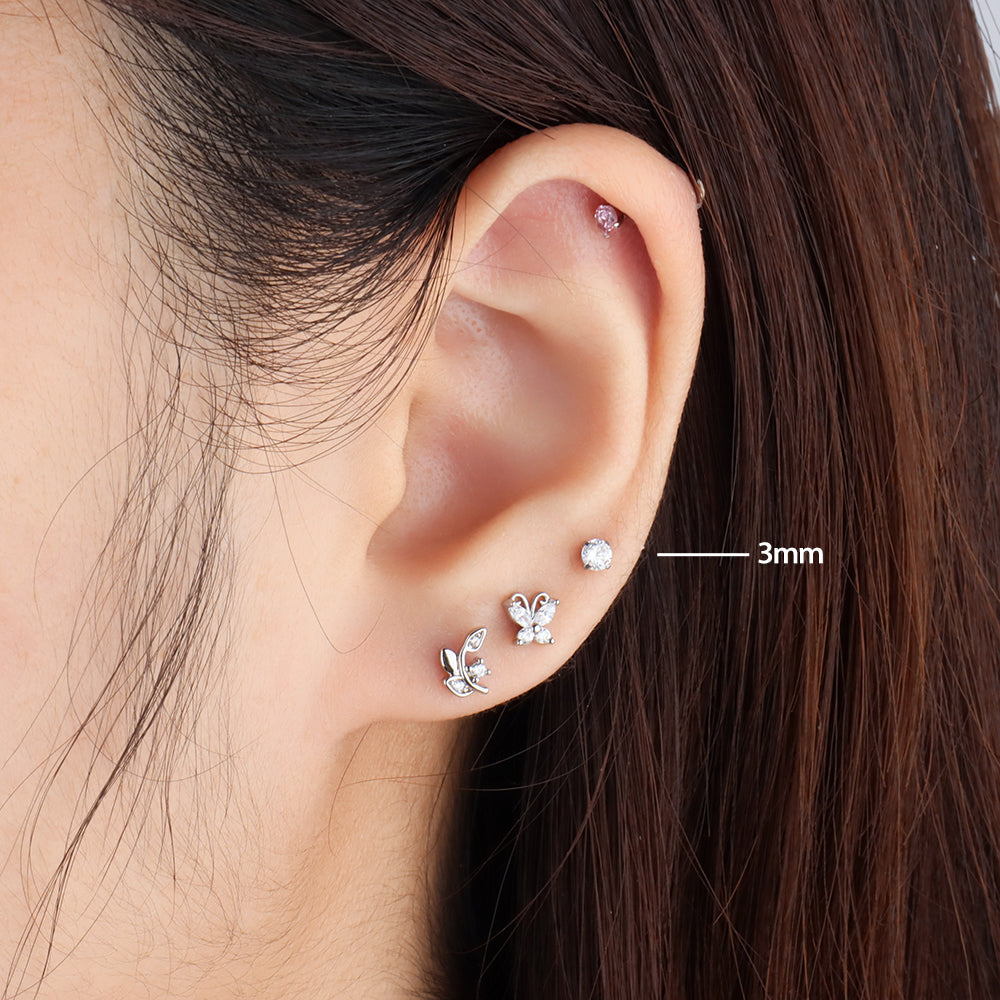 Basic Gem Studs - Stainless Steel - Oumo Jewelry
