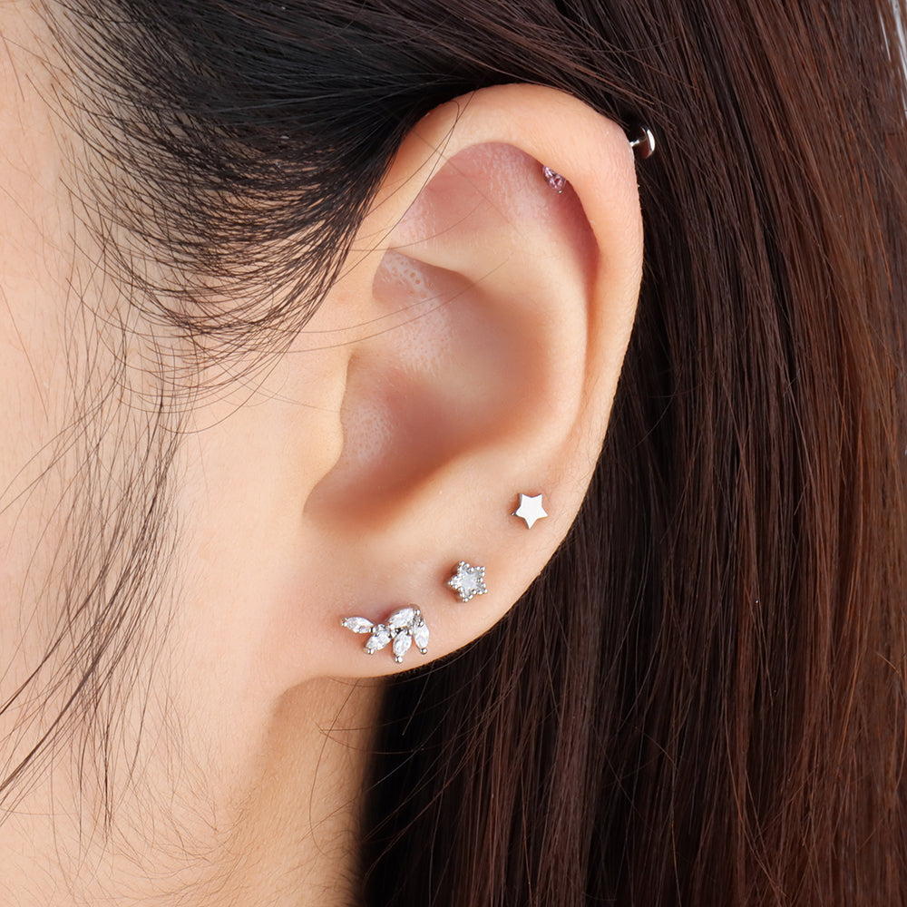 Simple Little Star Stud - Stainless Steel - Upper Lobe, Helix, Flat - Oumo Jewelry