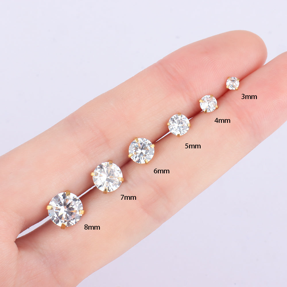 Basic Gem Studs - Stainless Steel - Oumo Jewelry