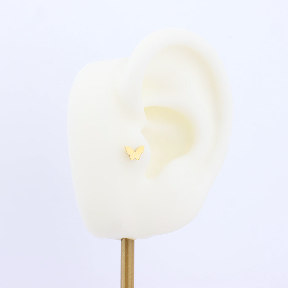 Cute Butterfly Flatback Stud - Stainless Steel - Helix, Upper Lobe, Conch - Oumo Jewelry