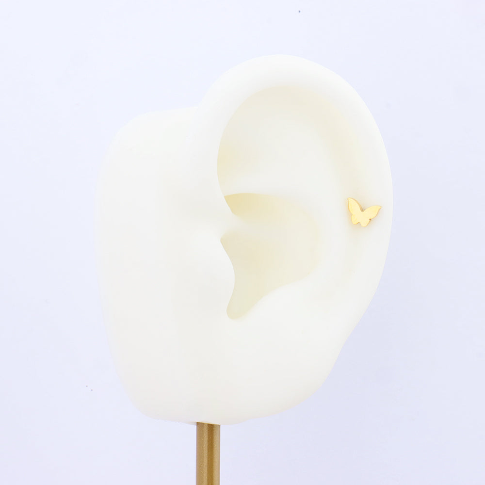 Cute Butterfly Flatback Stud - Stainless Steel - Helix, Upper Lobe, Conch - Oumo Jewelry