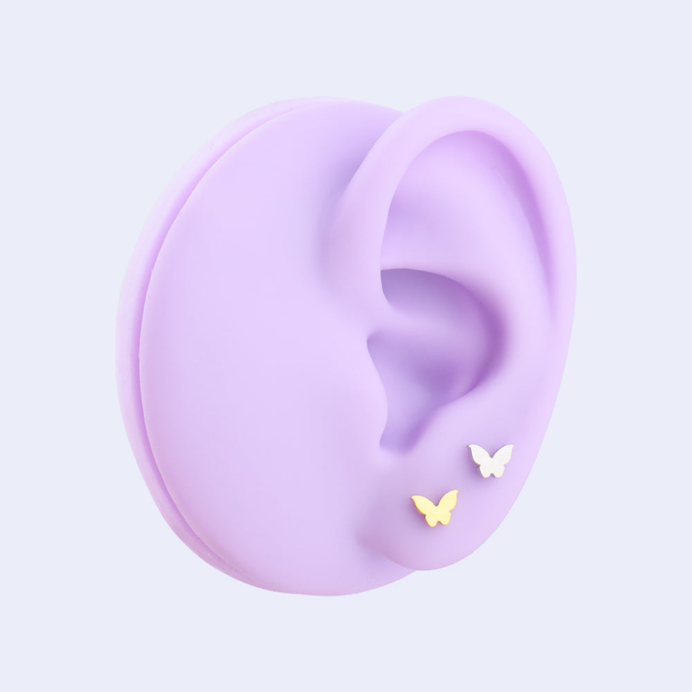 Cute Butterfly Flatback Stud - Stainless Steel - Helix, Upper Lobe, Conch - Oumo Jewelry
