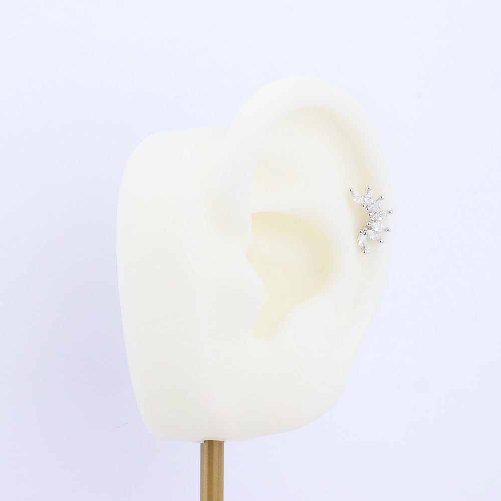 Angel Wing Flatback Stud - Stainless Steel - Helix, Upper Lobe, Flat - Oumo Jewelry