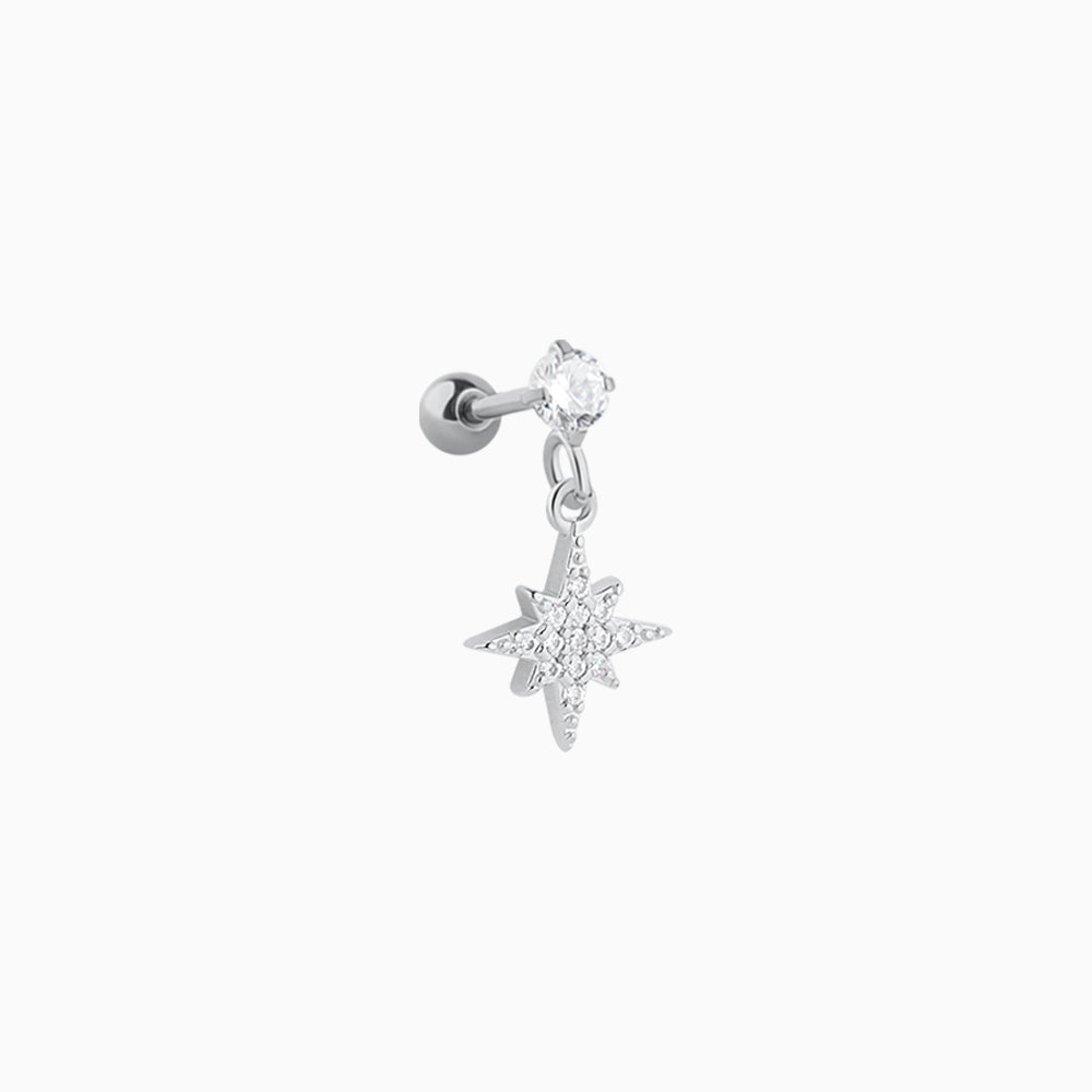 Eight-pointed Star Drop - Stainless Steel - Flat, Upper Lobe - Oumo Jewelry