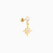 Eight-pointed Star Drop - Stainless Steel - Flat, Upper Lobe - Oumo Jewelry