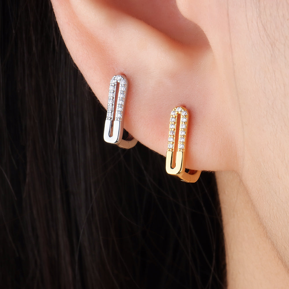 Paper Clip Hoops - Brass - Oumo Jewelry