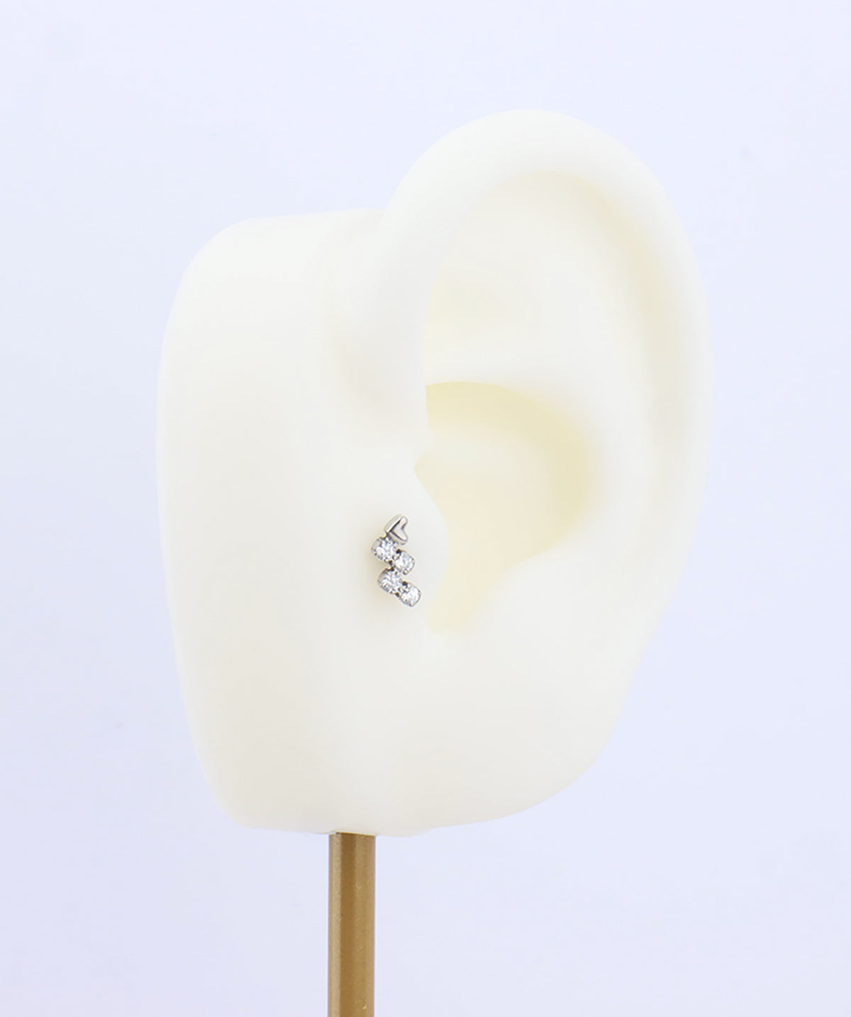 Titanium Love W Flatback Stud - Titanium - Helix, Upper Lobe, Conch - Oumo Jewelry