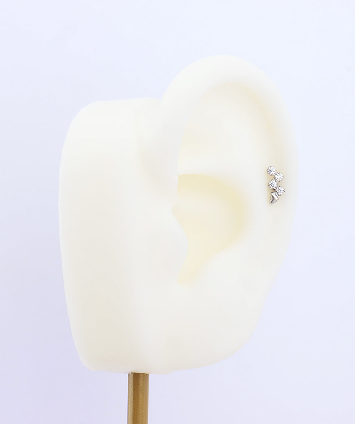 Titanium Love W Flatback Stud - Titanium - Helix, Upper Lobe, Conch - Oumo Jewelry