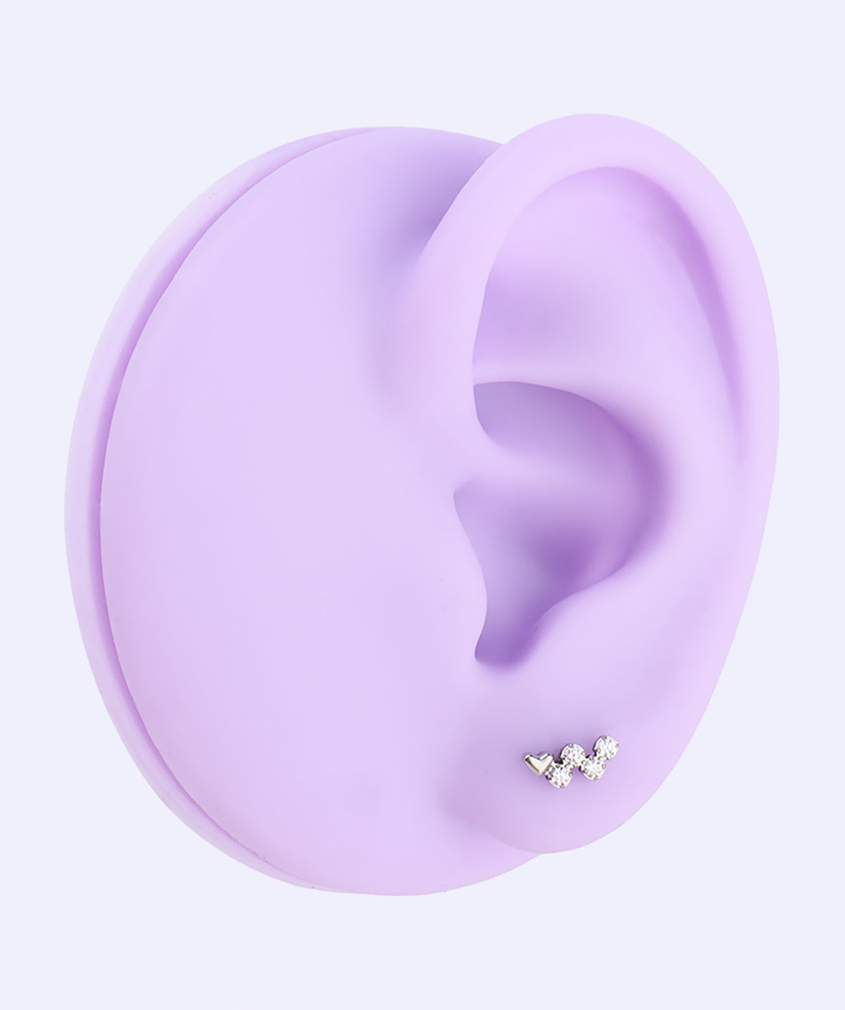 Titanium Love W Flatback Stud - Titanium - Helix, Upper Lobe, Conch - Oumo Jewelry