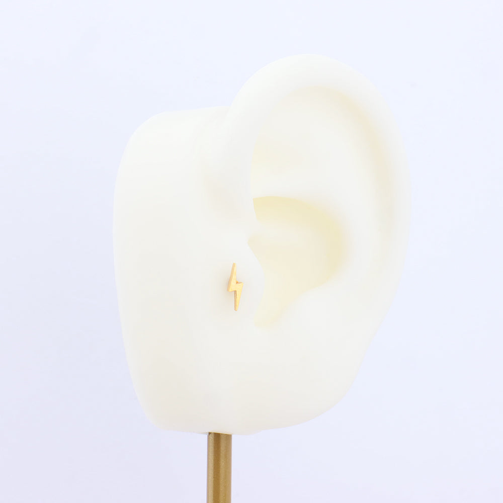 Cool Lightning Flatback Stud - Stainless Steel - Helix, Upper Lobe, Conch - Oumo Jewelry