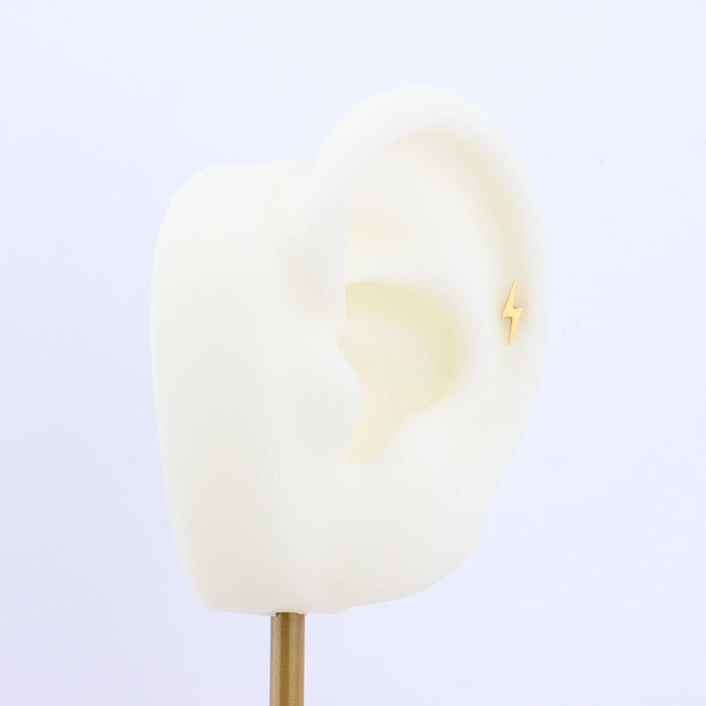 Cool Lightning Flatback Stud - Stainless Steel - Helix, Upper Lobe, Conch - Oumo Jewelry