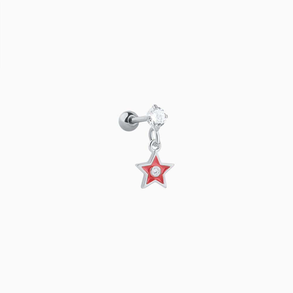 Red Star Drop - Brass - Upper Lobe, Flat, Helix - Oumo Jewelry