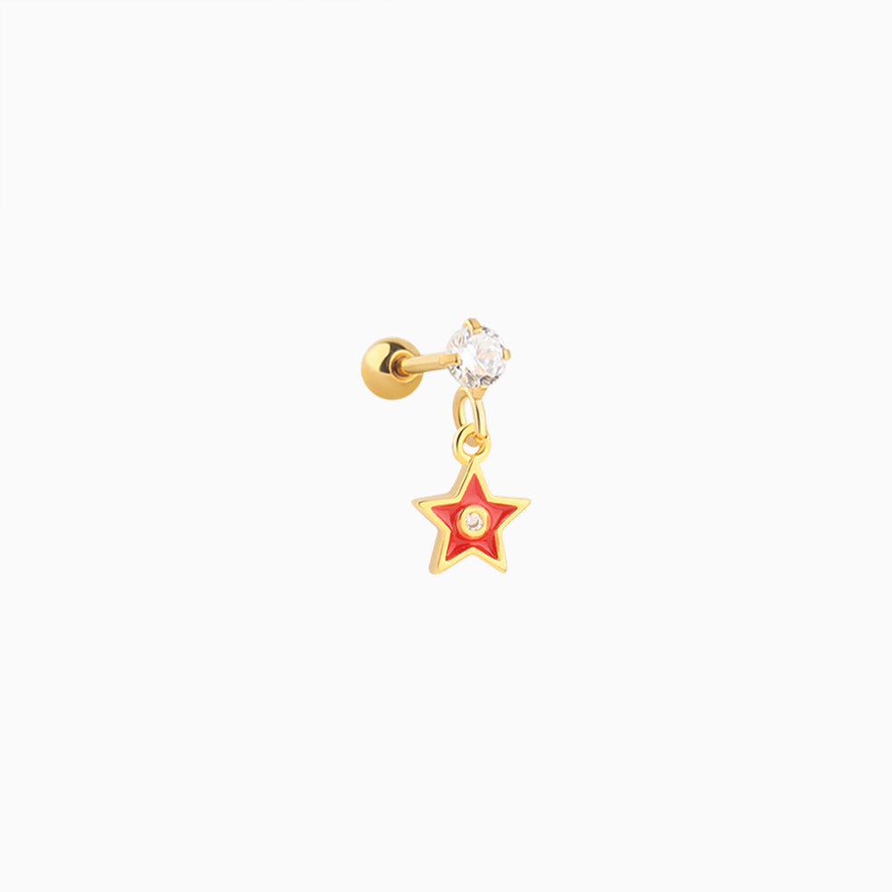 Red Star Drop - Brass - Upper Lobe, Flat, Helix - Oumo Jewelry