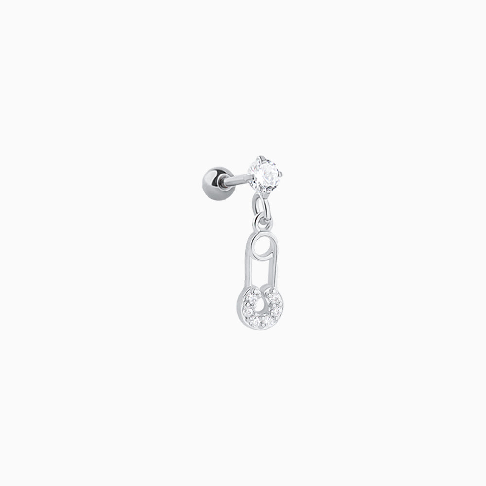 Sparkly Paper Clip Drop - Stainless Steel - Upper Lobe, Forward Helix - Oumo Jewelry