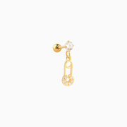 Sparkly Paper Clip Drop - Stainless Steel - Upper Lobe, Forward Helix - Oumo Jewelry
