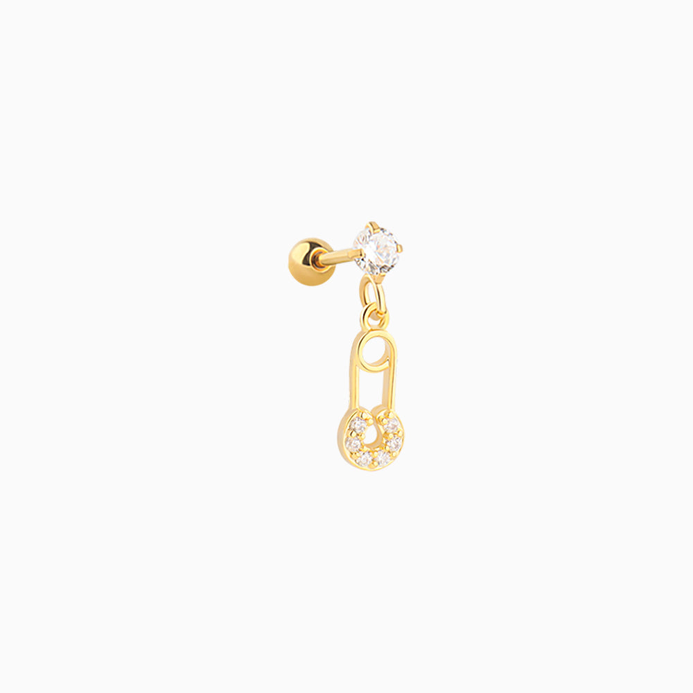Sparkly Paper Clip Drop - Stainless Steel - Upper Lobe, Forward Helix - Oumo Jewelry
