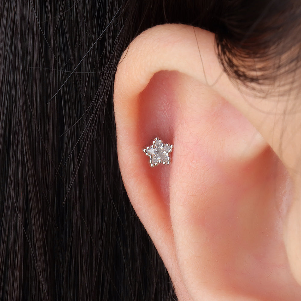 Little Star Stud - Stainless Steel - Upper Lobe, Helix, Flat - Oumo Jewelry