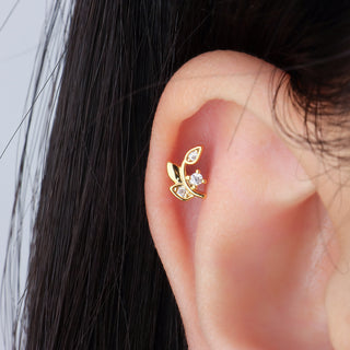 Small Leaf Stud - OhmoJewelry