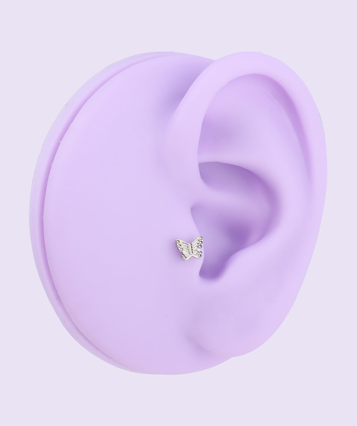 Titanium Butterfly Flatback Stud - Titanium - Helix, Upper Lobe, Conch - Oumo Jewelry