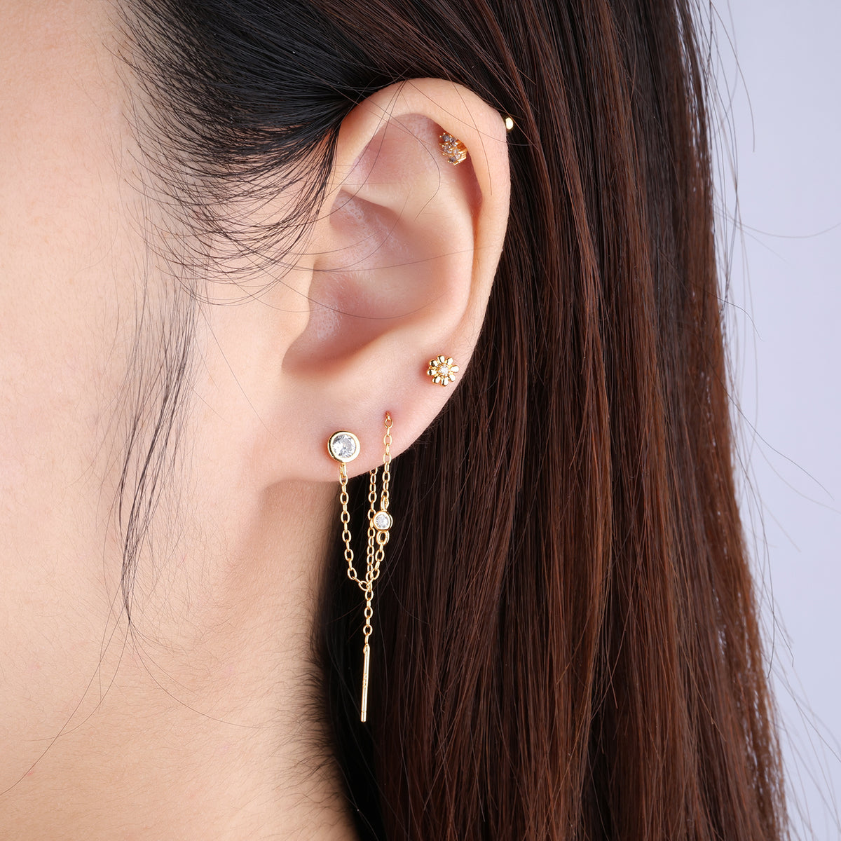 Cool Gem Earring - Sterling Silver 925 - Lobe, Upper Lobe - Oumo Jewelry