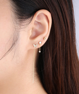 Sparkling Butterfly Ear Threads - OumoJewelry